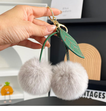 Cherry Plush Bag Pendant Lovely Keychain Cartoon Keyring Accessory