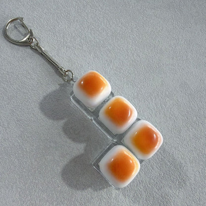 Caramel Mini Toast Cube Keycap Stress Relief Keychain Squishy Keyboard Button Charm