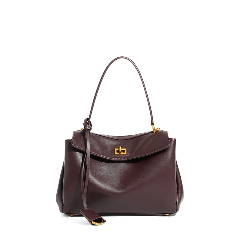 Slouchy Turn-Lock Shoulder Bag in Leather or Suede