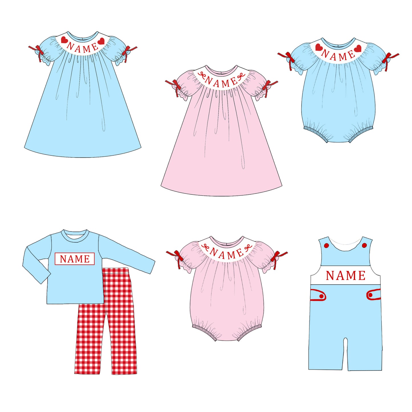 2026 Valentine’s Day Custom Name Smocked Heart Collection