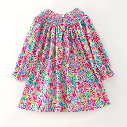 Girls Smocked Dress | Long Sleeve Floral Boutique Dress | Fall Holiday Collection | Boutique Toddler Dress