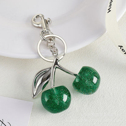 Resin Cherry Fruit Bag Charm Keychain Creative Car Hanging Accessory