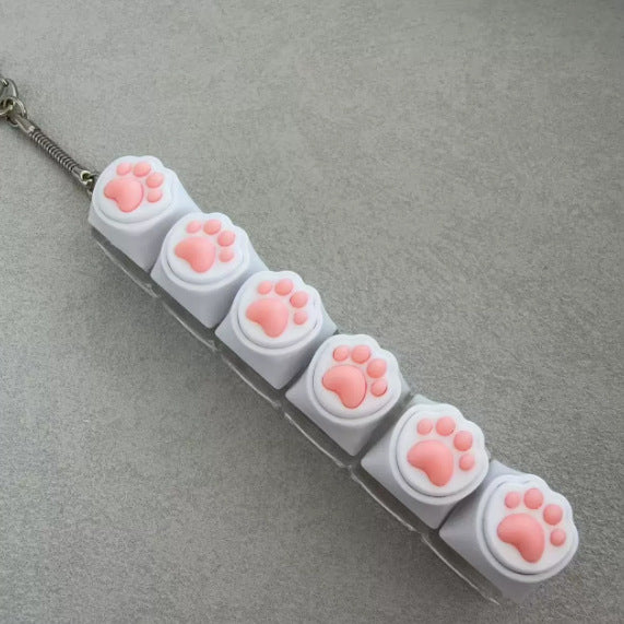 Silicone Cat Paw Keycap Stress Relief Keychain Keyboard-Style Pendant Charm