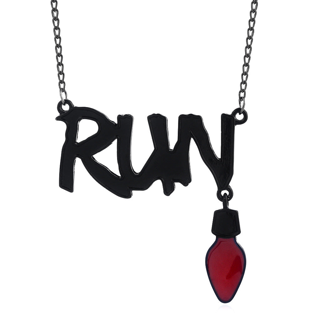 Stranger Things Inspired Jewelry Set Letter Alloy Pendant Necklace & Bracelet Trendy Collectible Accessories