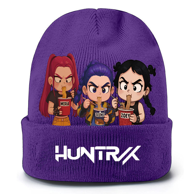 K-Pop Demon Hunters Knit Beanie Cozy Plush Lined Pull-On Hat for Spring & Winter Unisex Street Style
