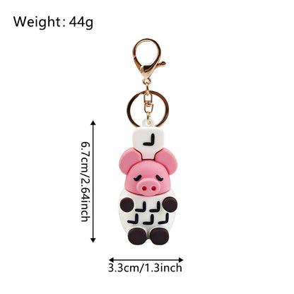 Pixel Style Funny Character Silicone Key Chain Cartoon Pendant Bag Charm