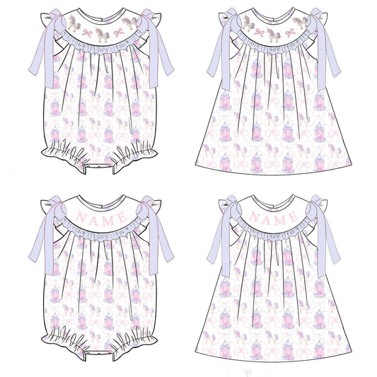 Summer Unicorn Embroidery Collection | Personalized Name Dresses & Rompers