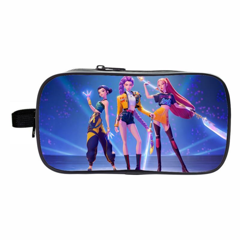 K-Pop Demon Hunters Pencil Case Large Capacity Double-Layer Student Pen Bag Trendy Stationery Organizer
