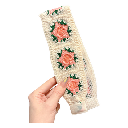 Knit Floral Cottagecore Headband for Girls Strawberry Sunflower Pattern Hair Accessory