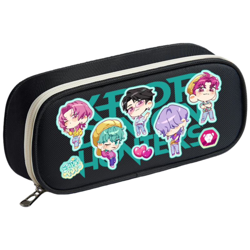 K-Pop Demon Hunters Pencil Case Large Capacity 3-compartment Pen Bag Trendy Stationery Organizer Office Supplies