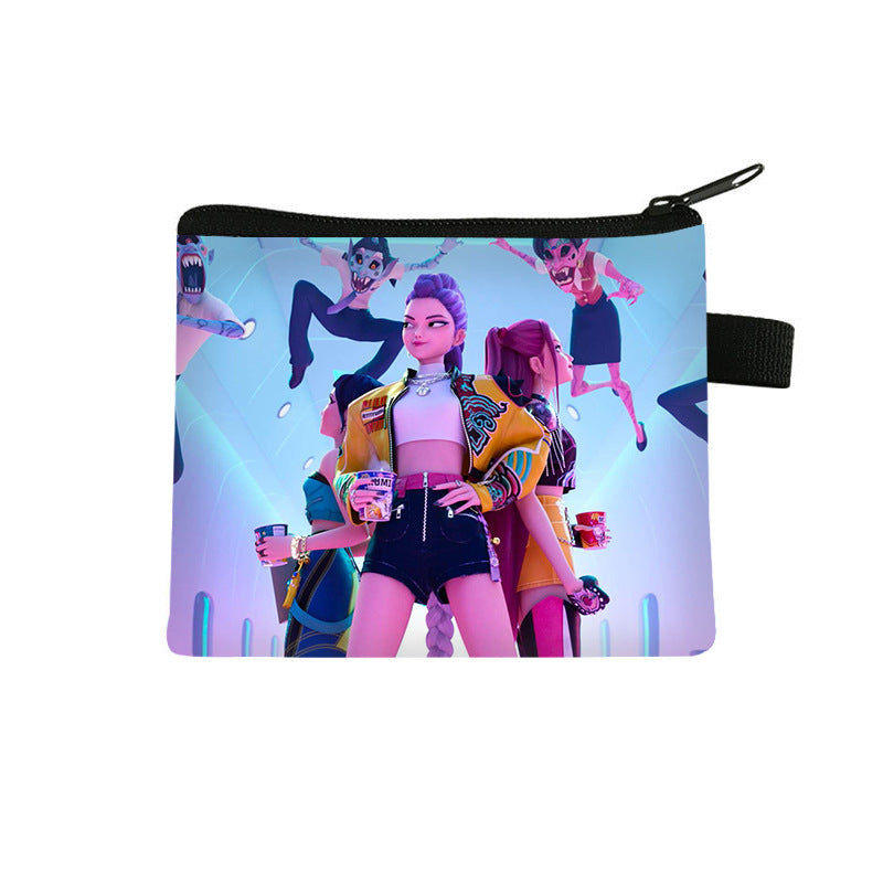 K-Pop Demon Hunters Anime Printed Mini Coin Purse Cute Small Wallet Portable Key & Card Holder