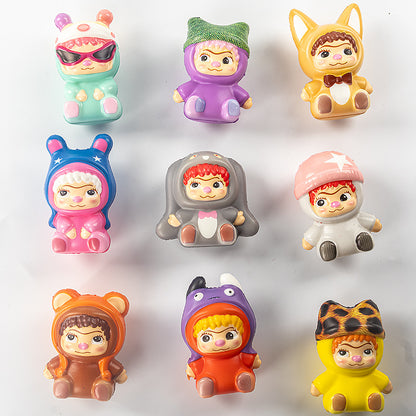 Cartoon Style Slow Rebound Squishy Stress Toy Doll Keychain Squeeze Fidget for Kids & Adult