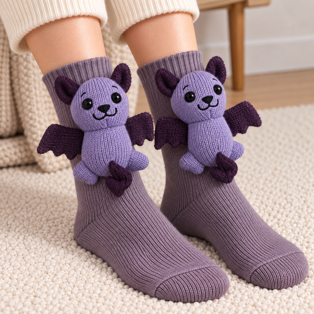 3D Animal Character Knit Crew Socks – Funny Cozy Socks for Everyday Lounging & Gifts