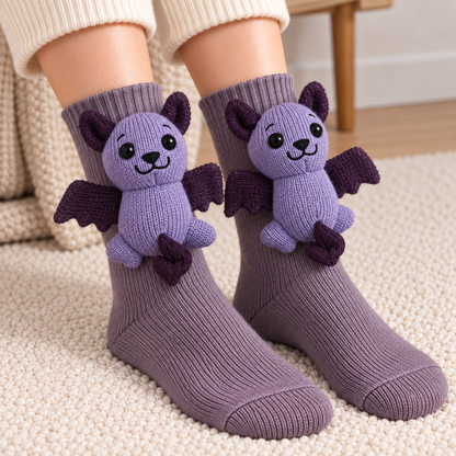 3D Animal Character Knit Crew Socks – Funny Cozy Socks for Everyday Lounging & Gifts