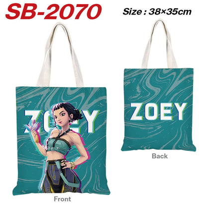 K-Pop Demon Hunters Full-Color Printed Canvas Tote Bag – Shoulder Carry Shopping Bag