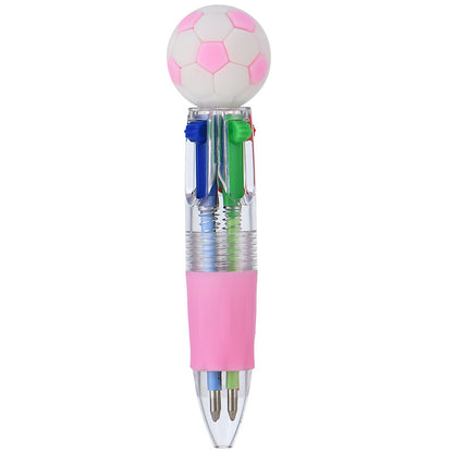 Mini 4-Color Ballpoint Pen with Sports Ball Top (Soccer, Basketball, Football)Click Retractable Planner Pen