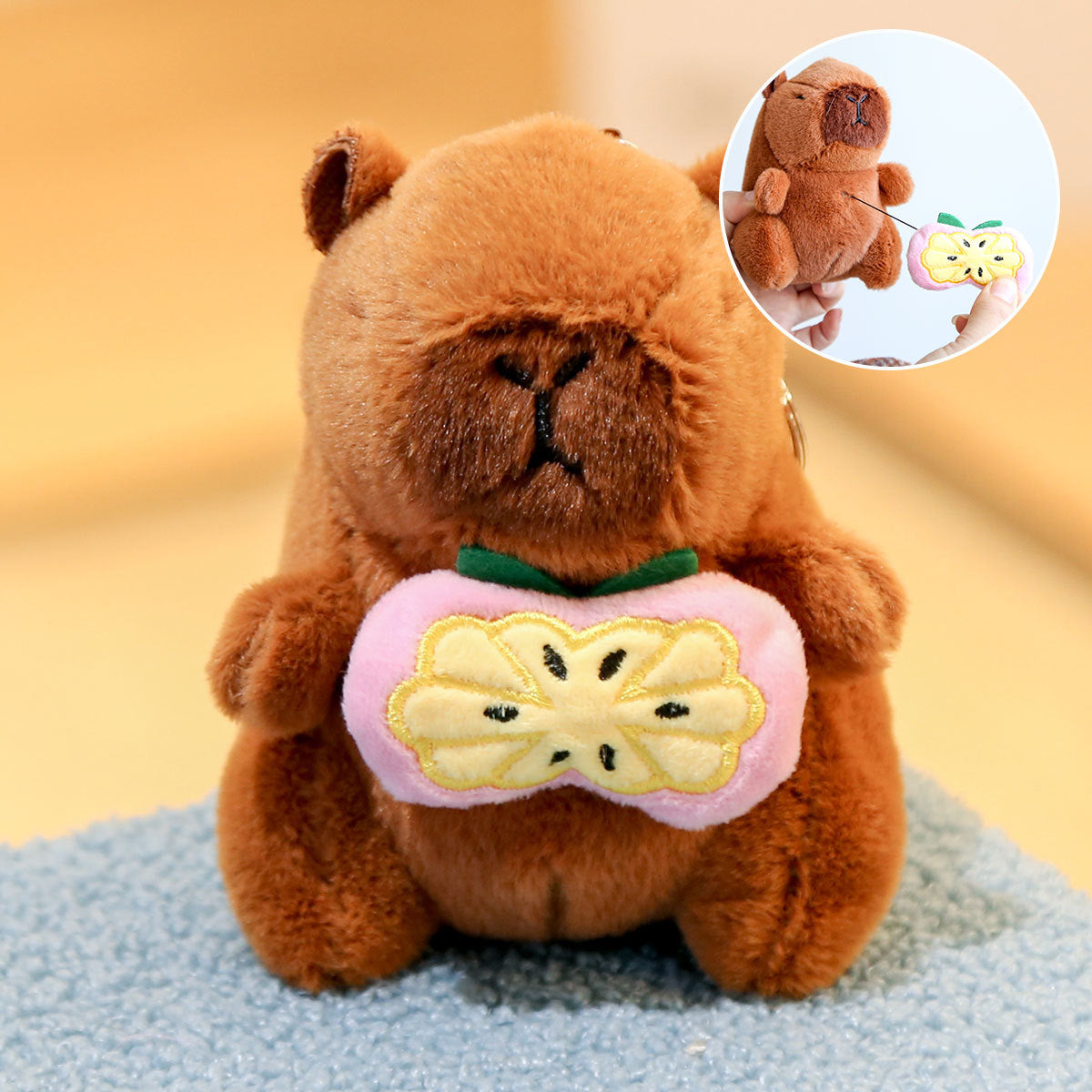 Interactive Capybara Plush Keychain – Pull-String Wiggling Bag Charm