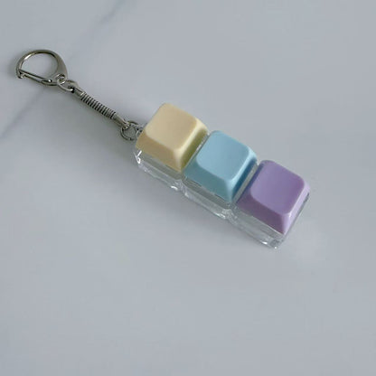 Pastel Colors Finger Press Button Cube Squishy Keyboard Keychain Stress Relief Toy