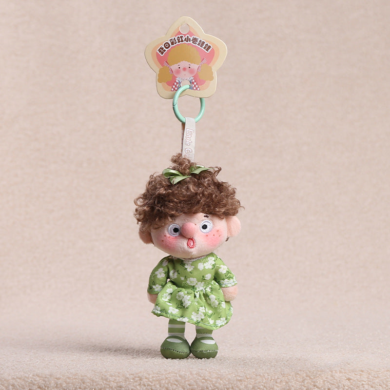 Curly Hair Plush Doll Bag Charm – Cute Character Keychain