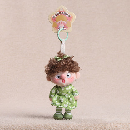 Curly Hair Plush Doll Bag Charm – Cute Character Keychain