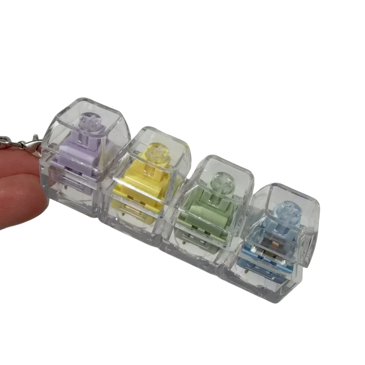 Transparent Click Button Fidget Keychain Stress Relief Multiple Colors