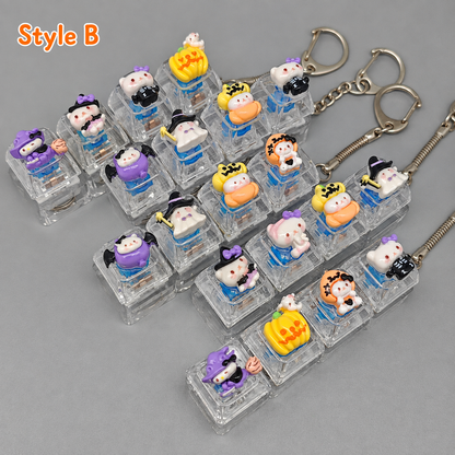 Halloween Fidget Keycap Pressing Stress Relief Keychain with Cute Holiday Charms