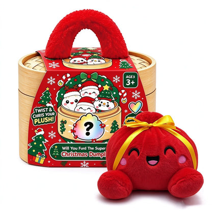 Christmas Bao Bun Plush Toys – Cute Holiday Dumpling Characters, Plush Only or with Bamboo Steamer Gift Box