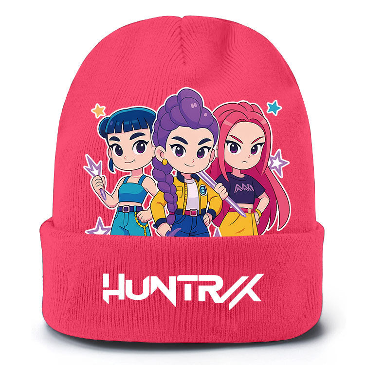 K-Pop Demon Hunters Knit Beanie Cozy Plush Lined Pull-On Hat for Spring & Winter Unisex Street Style