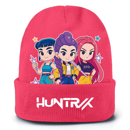 K-Pop Demon Hunters Knit Beanie Cozy Plush Lined Pull-On Hat for Spring & Winter Unisex Street Style