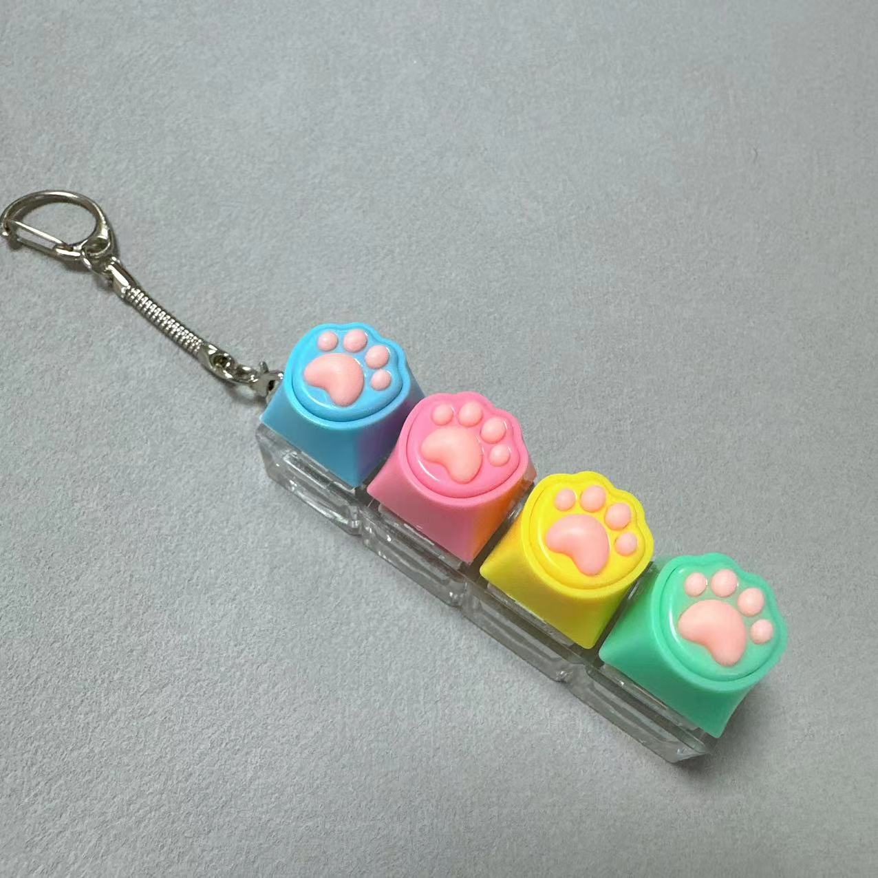 Kawaii Paw Print Keycap Bag Charm Keychain – Cute Mini Keyboard Keychain for Gifts