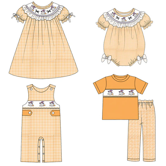 Halloween Smocked Embroidery Collection | Machine-Smocked Baby & Kids Boutique Outfits | Ghost Theme