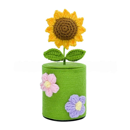 Handmade Crochet Sunflower &Smiley Face Colorful Yarn Knitted Flower Gift (Single Stem)