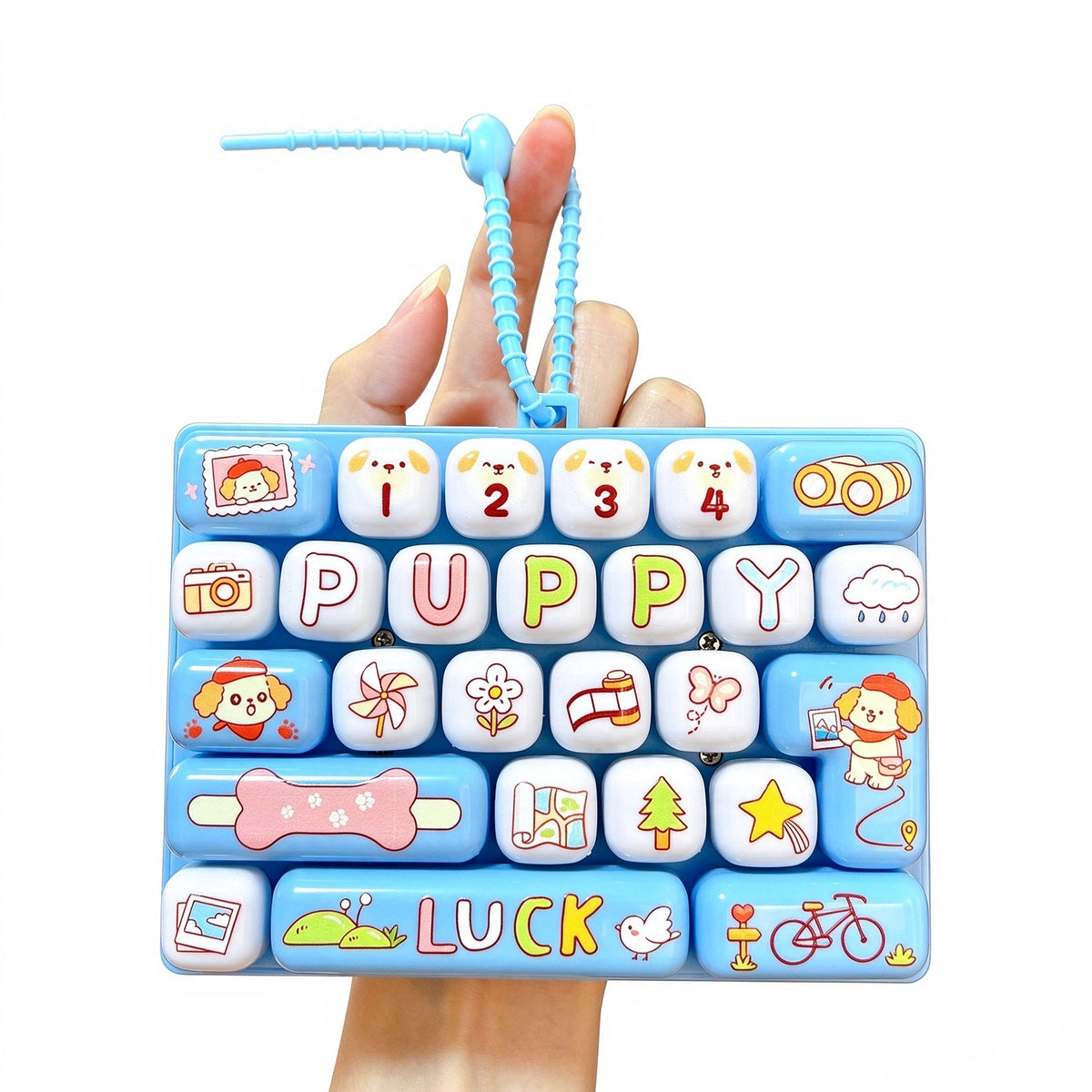 Transparent Dual-Color 26-Key Fidget Keyboard Keychain – Clicky Stress Relief Toy
