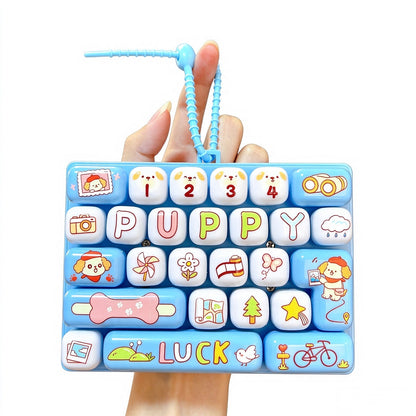 Transparent Dual-Color 26-Key Fidget Keyboard Keychain – Clicky Stress Relief Toy