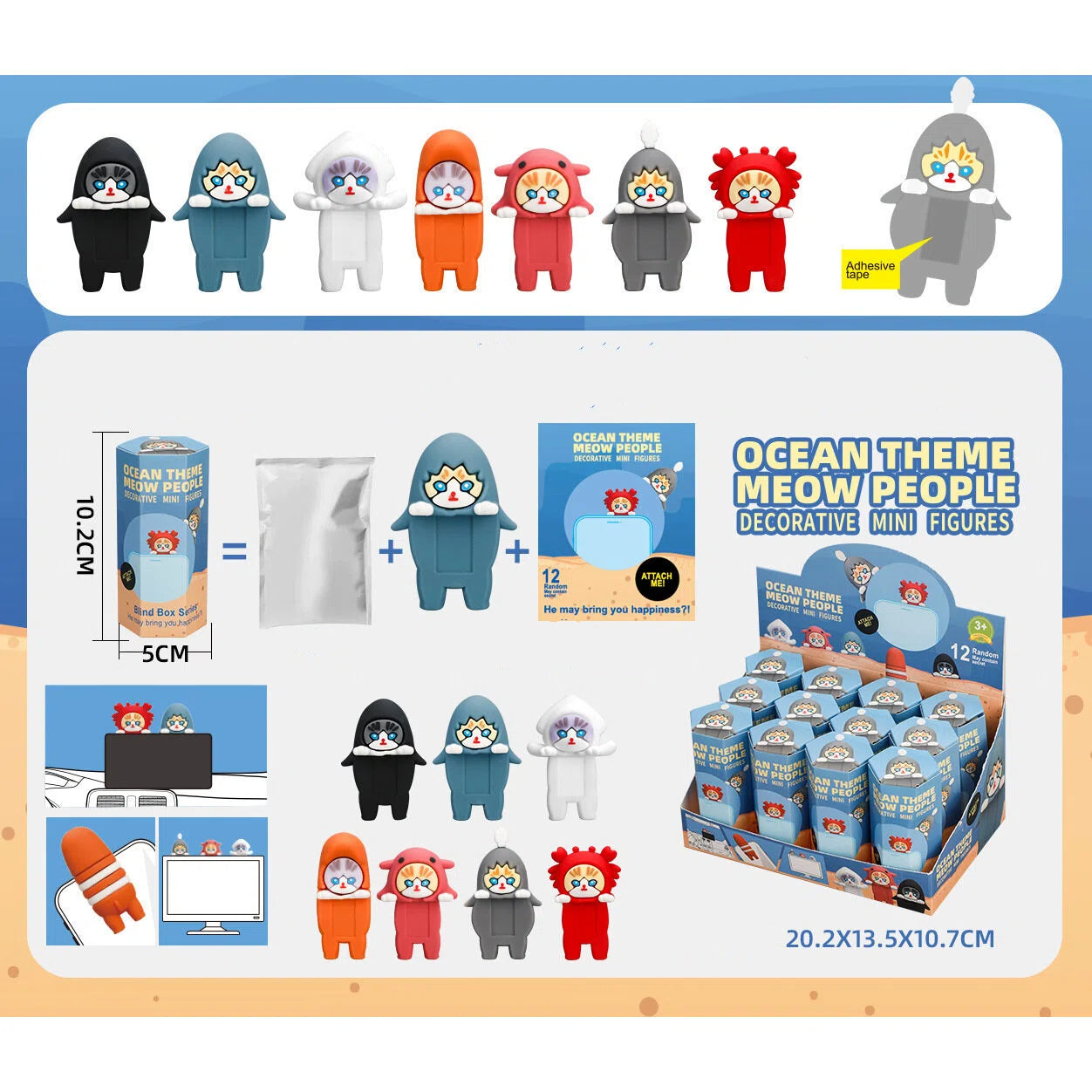 Cartoon Screen Buddy Blind Box Display Figure Set (12pcs/Box)