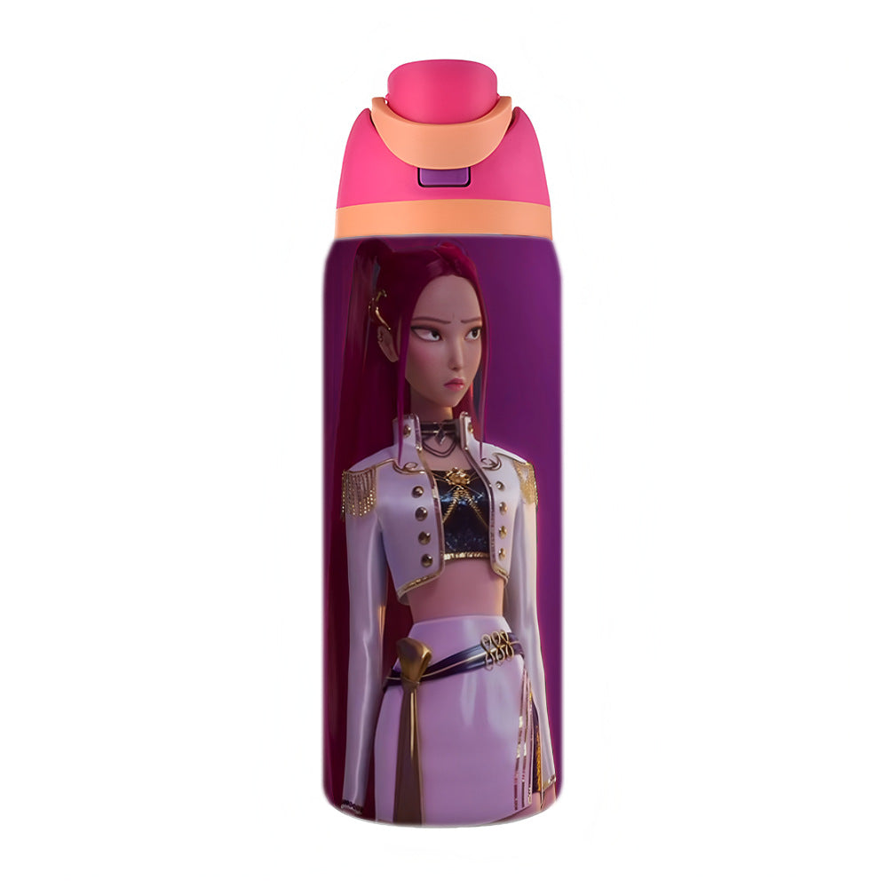 KPOP Demon Hunters 32oz Vacuum Insulated Stainless Steel Water Bottle Straw Cup Sports & Outdoor