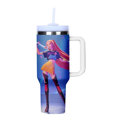 KPOP Demon Hunters 40oz Insulated Tumbler with Handle and Straw Car Travel Mug Cold Stainless Steel Cup