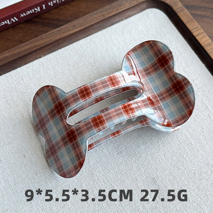 Bone-Shaped Acetate-Look Hair Claw Clip – Patterned Hair Clip