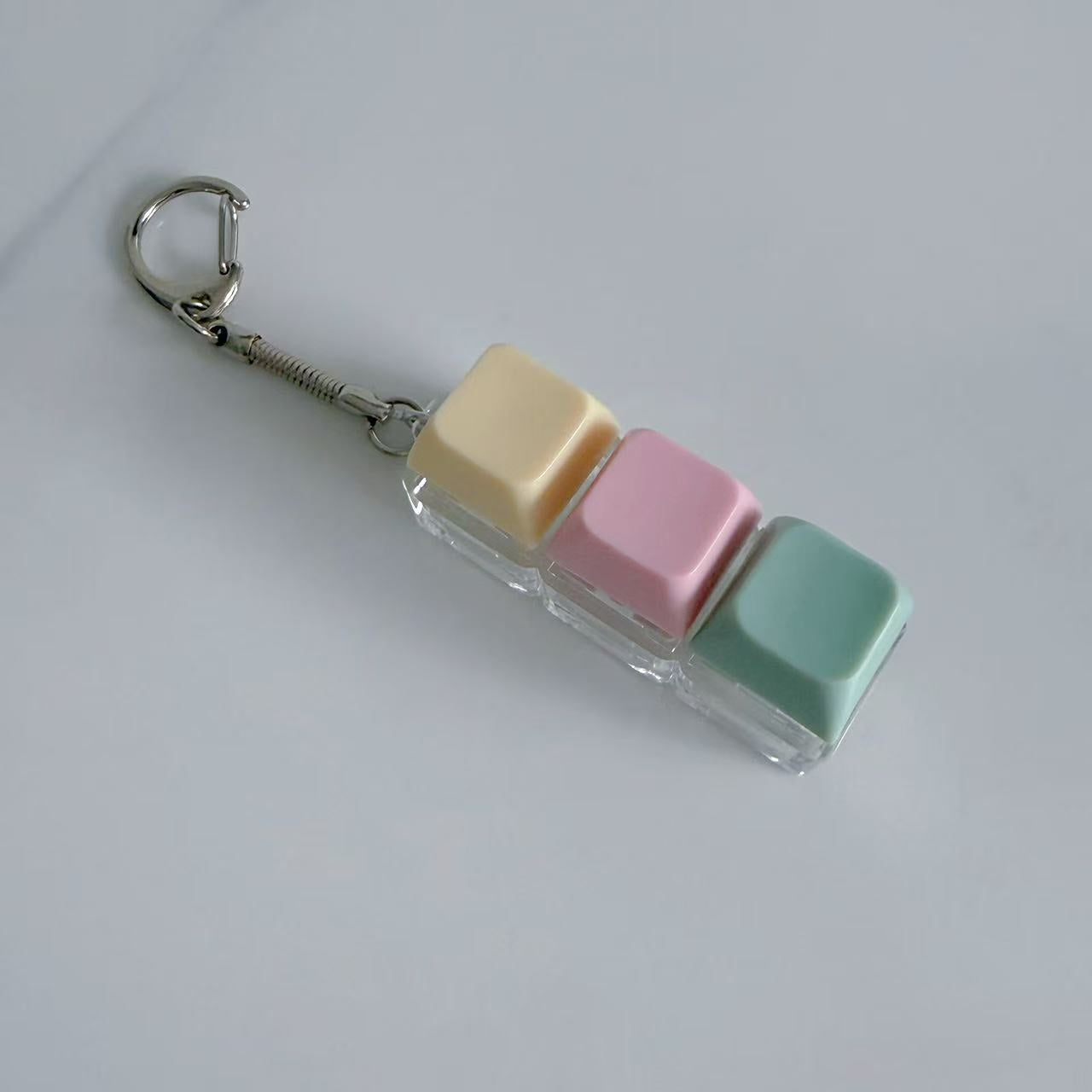 Pastel Colors Finger Press Button Cube Squishy Keyboard Keychain Stress Relief Toy