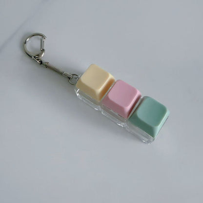 Pastel Colors Finger Press Button Cube Squishy Keyboard Keychain Stress Relief Toy