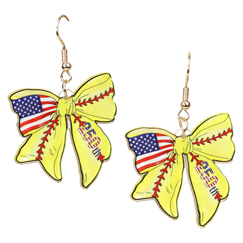 4th of July 250th Anniversary Patriotic USA Flag Acrylic Drop Earrings Holiday Jewelry