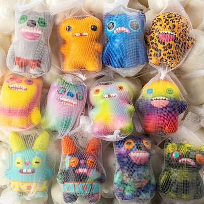 Cartoon Style Slow Rebound Squishy Stress Toy Doll Keychain Squeeze Fidget for Kids & Adult