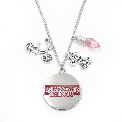 Stranger Things Inspired Jewelry Set Letter Alloy Pendant Necklace & Bracelet Trendy Collectible Accessories