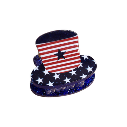 4th of July USA Flag Mini Claw Clips & Half-Moon Hair Claw Patriotic Hair Accessories