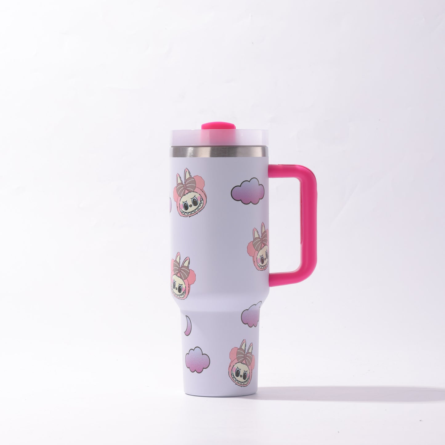 Labubu 40oz Insulated Tumbler with Handle and Straw Car Travel Mug Hot & Cold Stainless Steel Cup