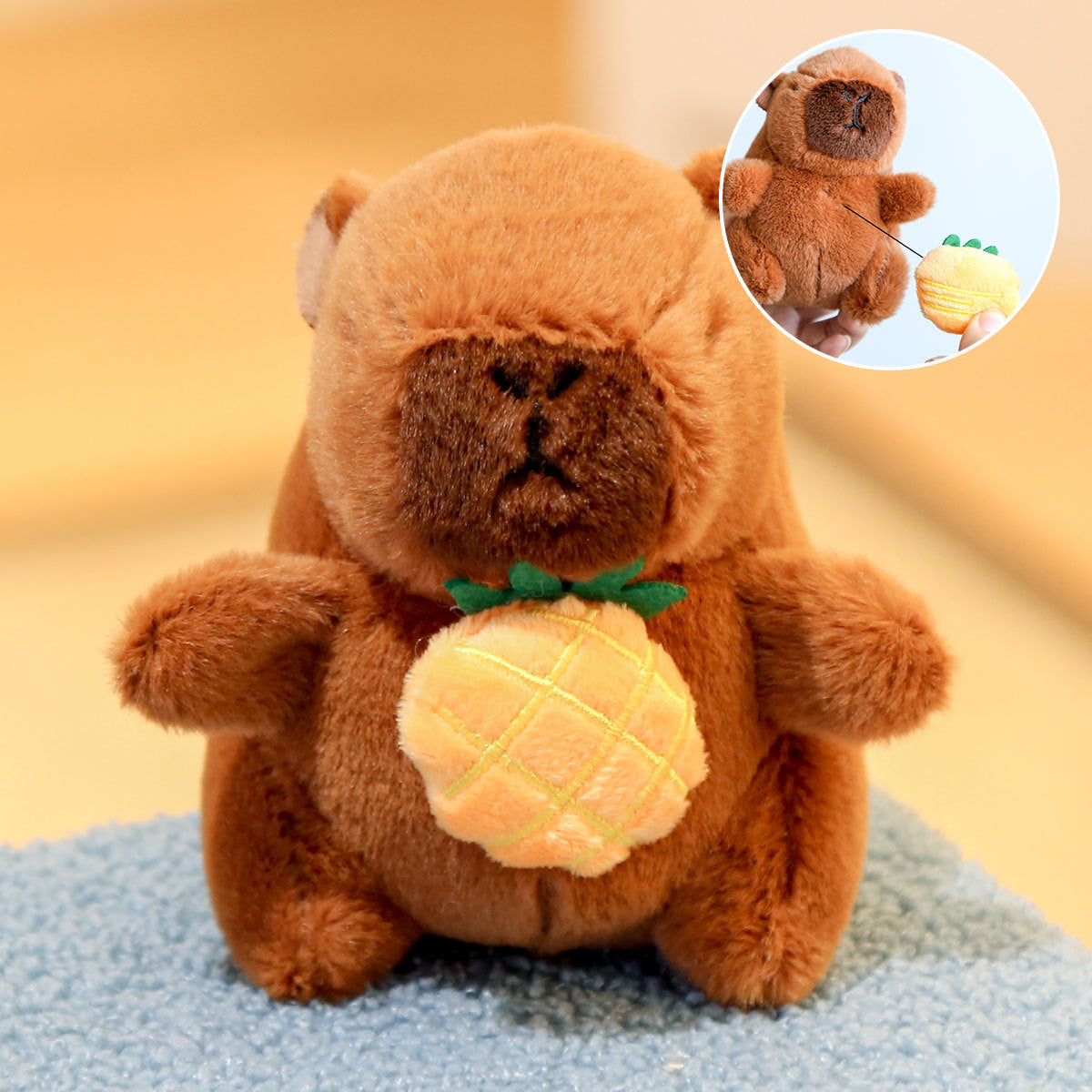 Interactive Capybara Plush Keychain – Pull-String Wiggling Bag Charm