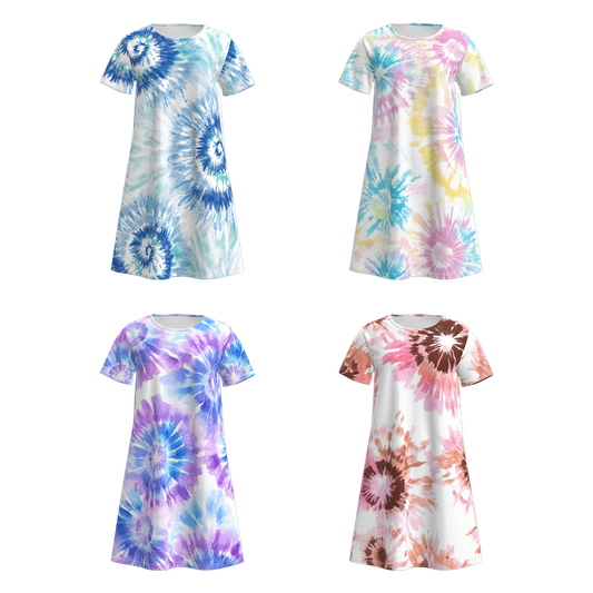 Women's Summer Tie-dye Short Sleeves Dress