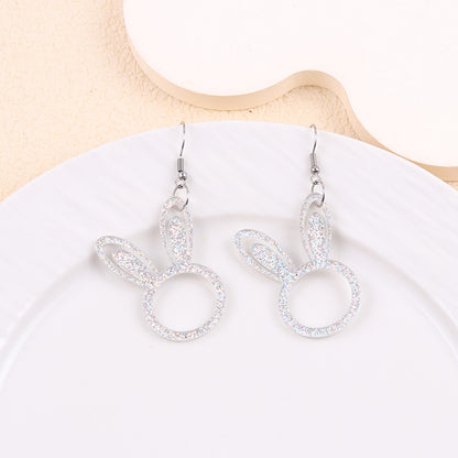 Easter Asymmetrical Bunny & Egg Acrylic Stud Earrings Creative Mismatch Ear Jewelry