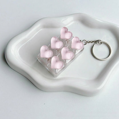 Ice-Translucent Heart Keycap Stress Relief Keychain Keyboard-Style Pendant Charm