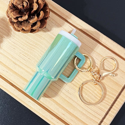 Mini Tumbler Bag Charm Keychain Holographic Rainbow Plastic Cup Charm Accessory